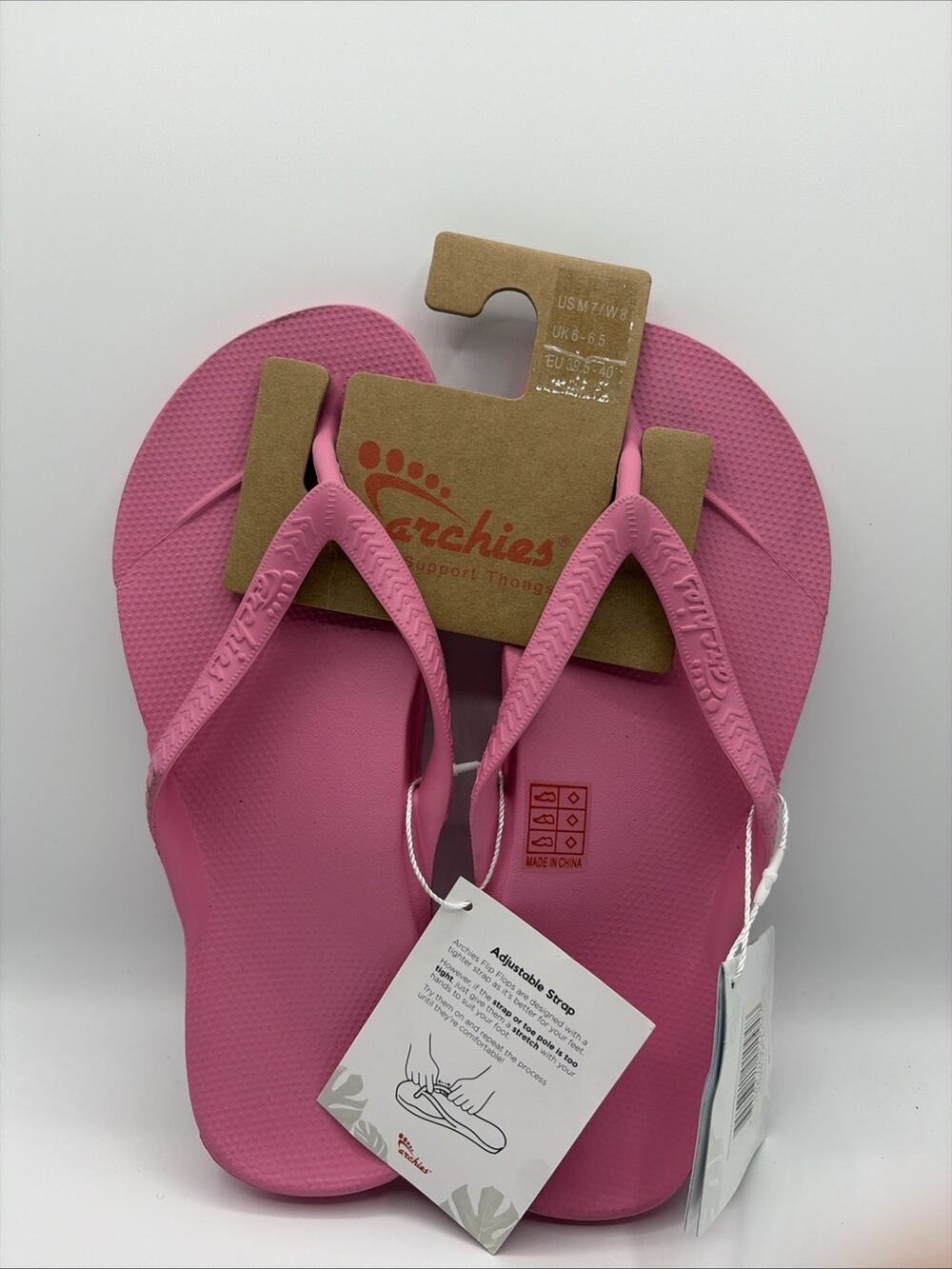 Archies Flip Flop Sandals Unisex Sz M7 W8 Hot Pink Arch Support Therapy NWT